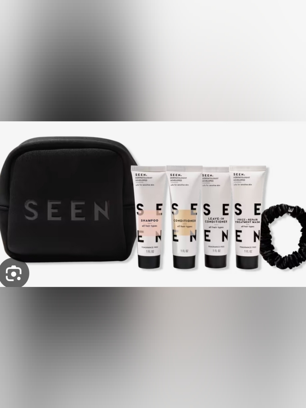 Seen 6 Pc Gift Set Black Travel Toiletry Kit with Haircare Essentials
